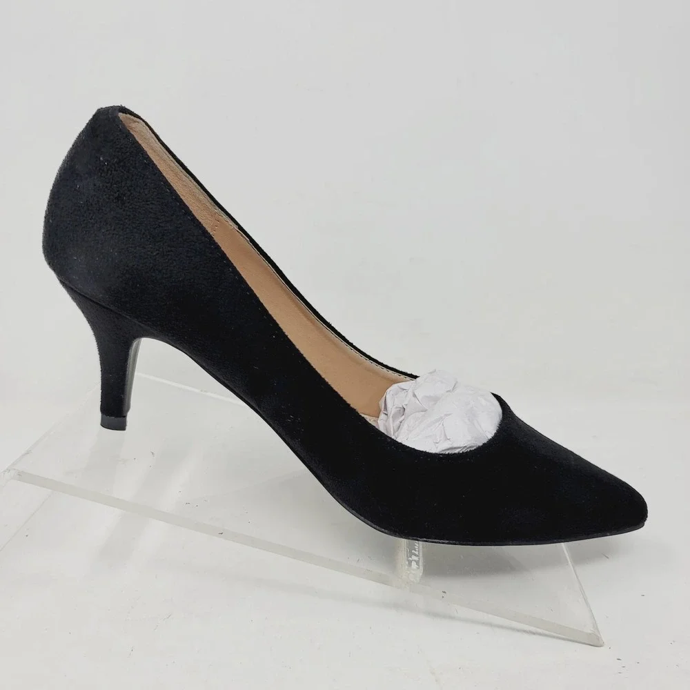 Greatonu Women's Pumps Sz 7.5 M Pointed Closed Toe Low Heel Dress
